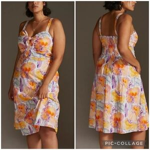 Anthropologie Cecilia Pettersson Cotton Floral Tie-Front Sleeveless Midi Dress